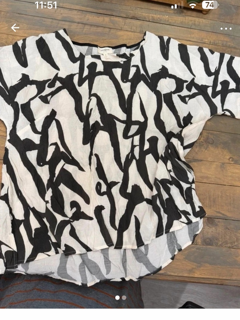 Umgee Black & White Abstract Brushstroke Tunic